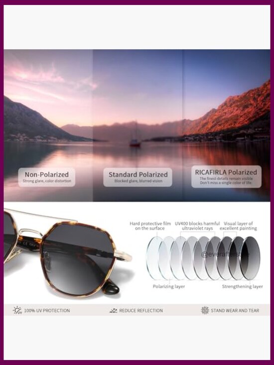 Polarized Aviator Sunglasses with Metal Frame and Acetate Arms main image 5
